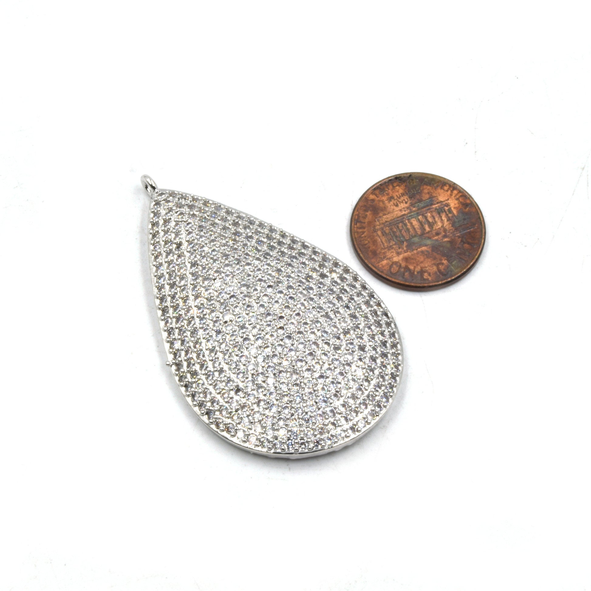 CZ Teardrop Pendant | Silver Drop Focal Pendant | Cubic Zirconia Pendant