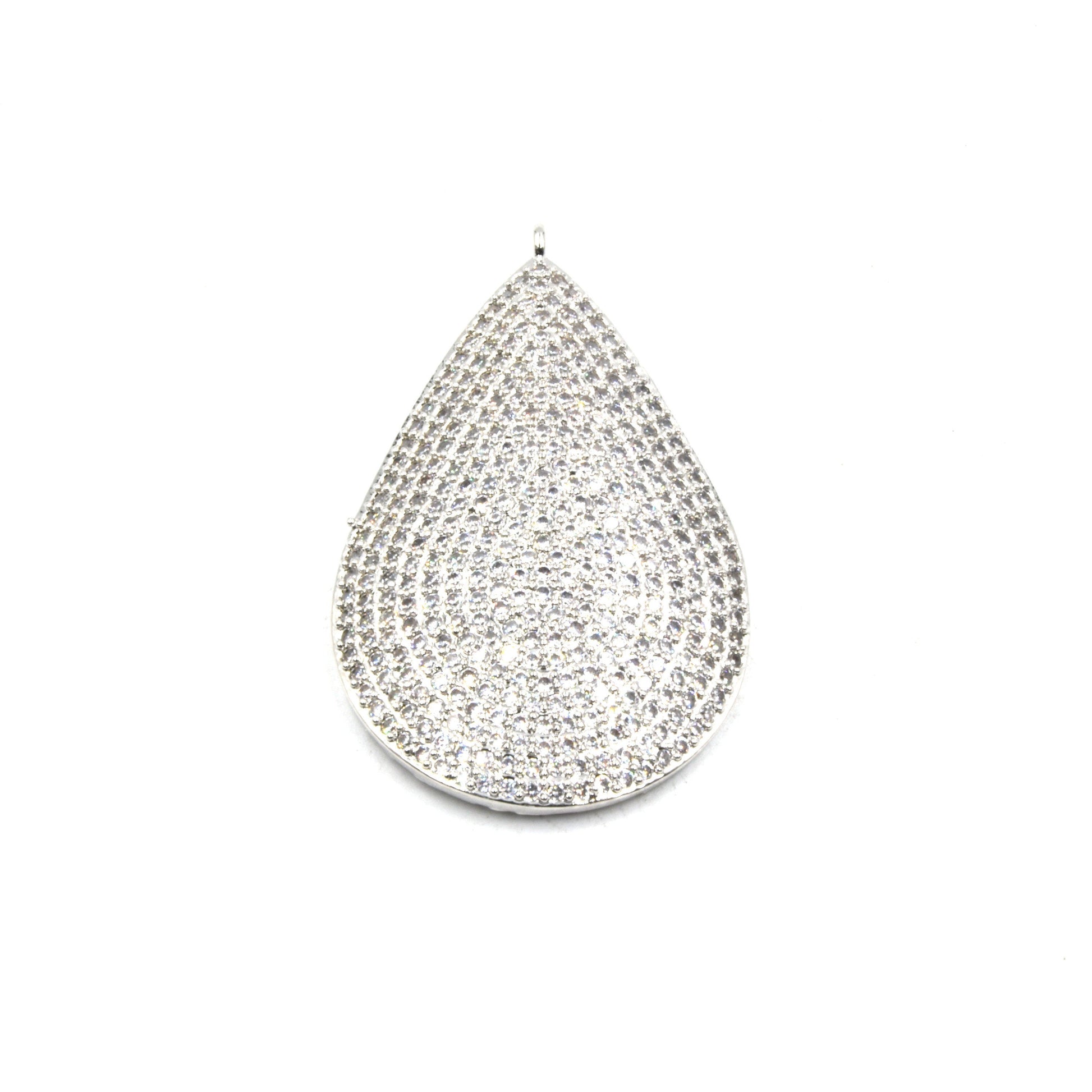 CZ Teardrop Pendant | Silver Drop Focal Pendant | Cubic Zirconia Pendant