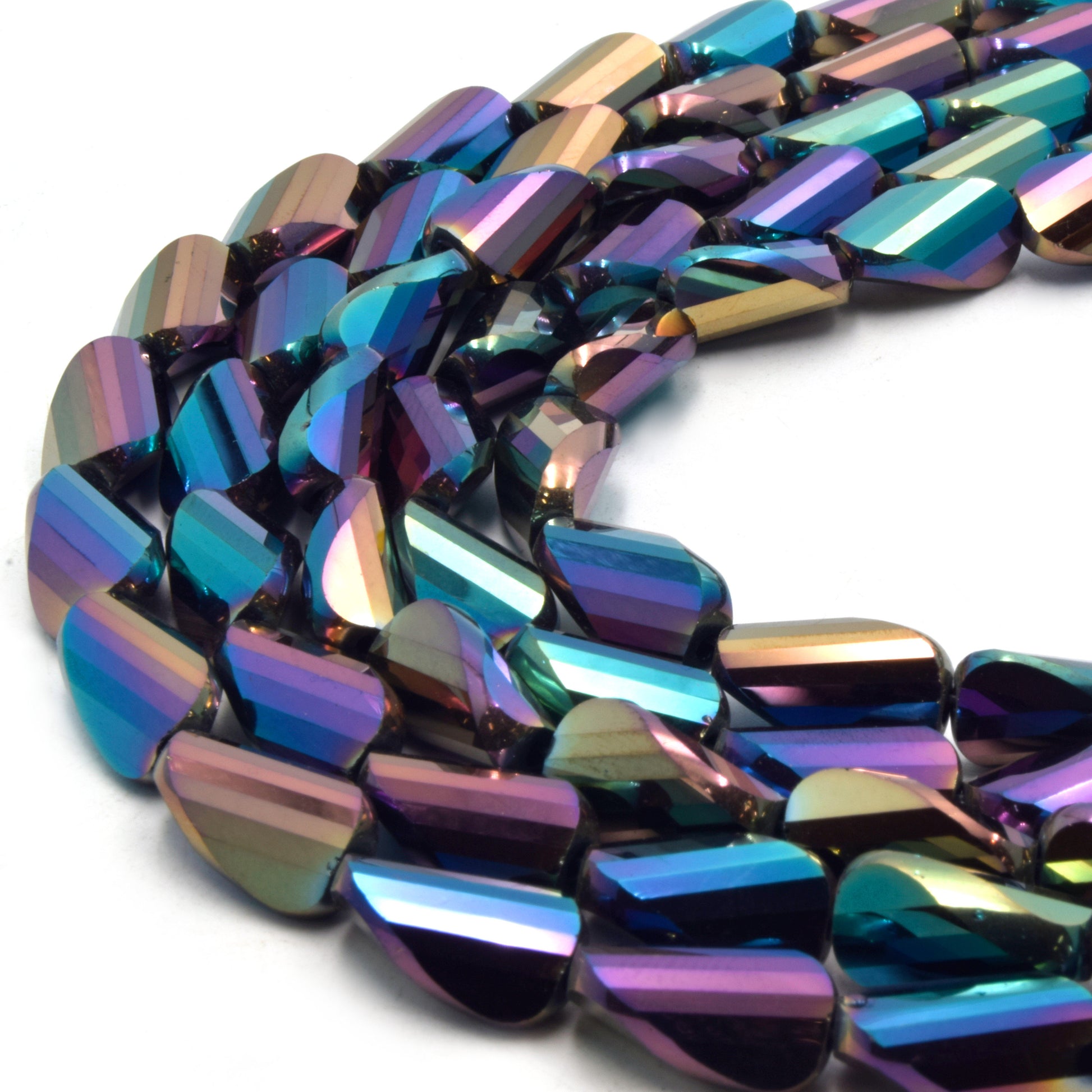 Chinese Crystal Beads Mystic Coated MultiColor Twisted Teardrop