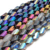 Chinese Crystal Beads | Mystic Coated MultiColor Twisted Teardrop Beads | AB Coated Metallic Chinese Crystal Teardrop | Loose Beads