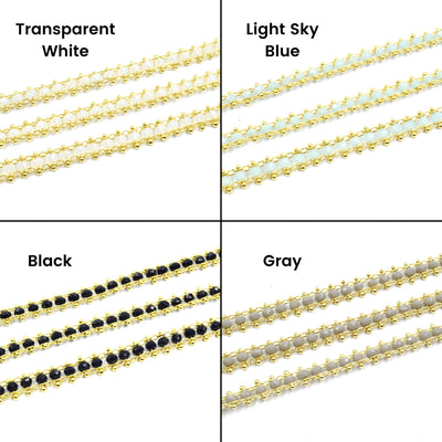 Crystal Chain | Beaded Chain for Jewelry Making | Link Chain | Ladder Chain | Gold Beaded Chain | Dainty Chain