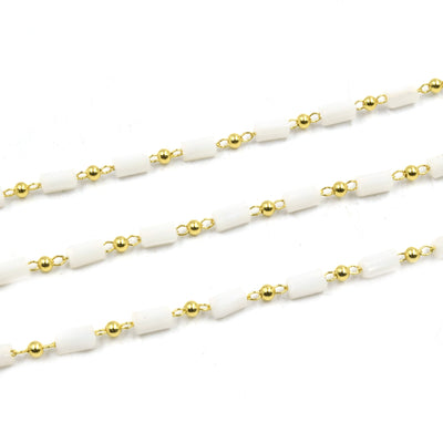 Crystal Chain | Gold Beaded Link Chain | Chain By the Foot 