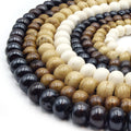 Bone Beads | Ox Bone Round Rondelle Beads | White Bone Beads, Brown Bone Beads | 2mm 3mm 4mm 6mm 8mm 10mm 12mm 14mm 16mm