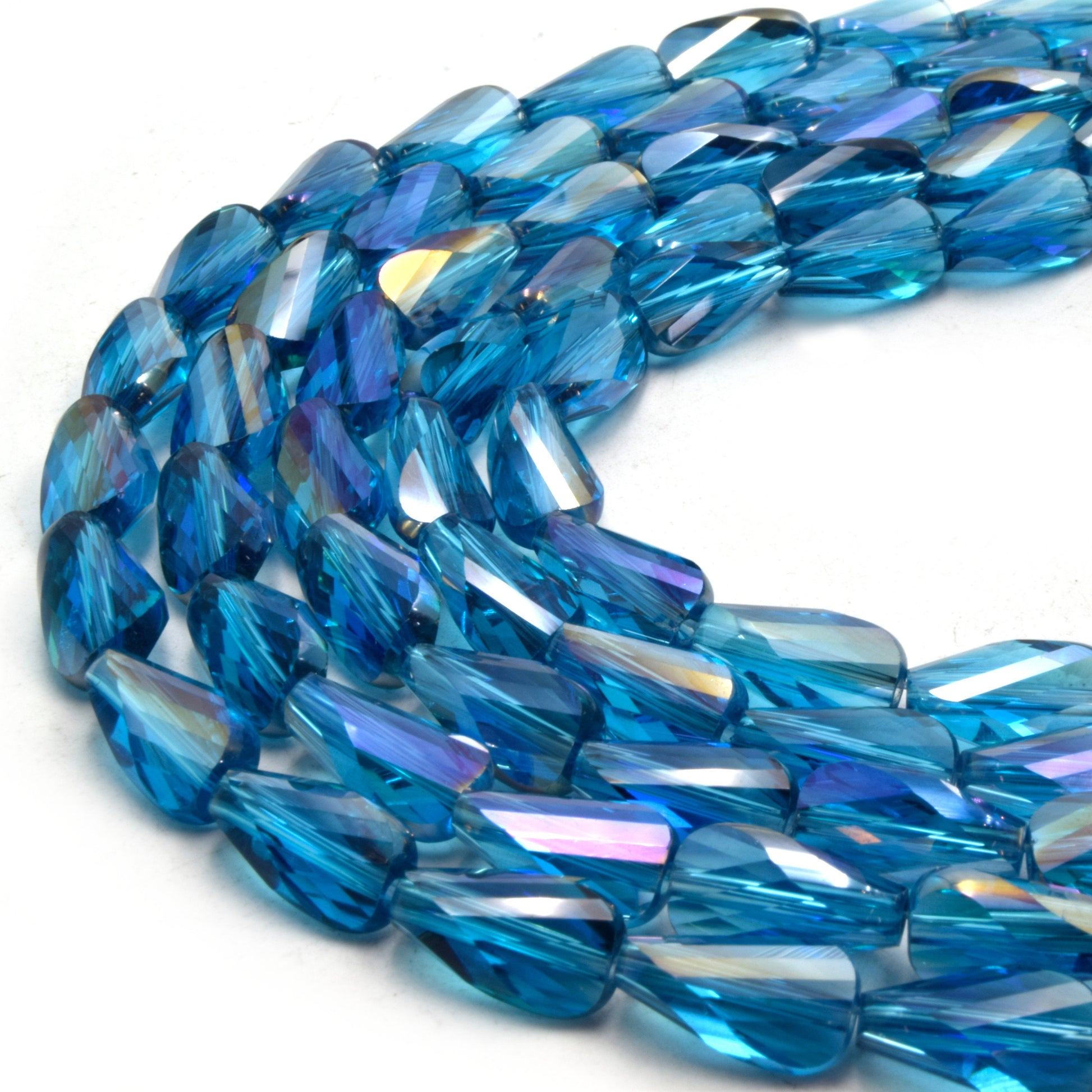 Chinese Crystal Beads | Mystic Coated Twisted Teardrop Beads | AB Coated Translucent Chinese Crystal Teardrop | Loose Beads
