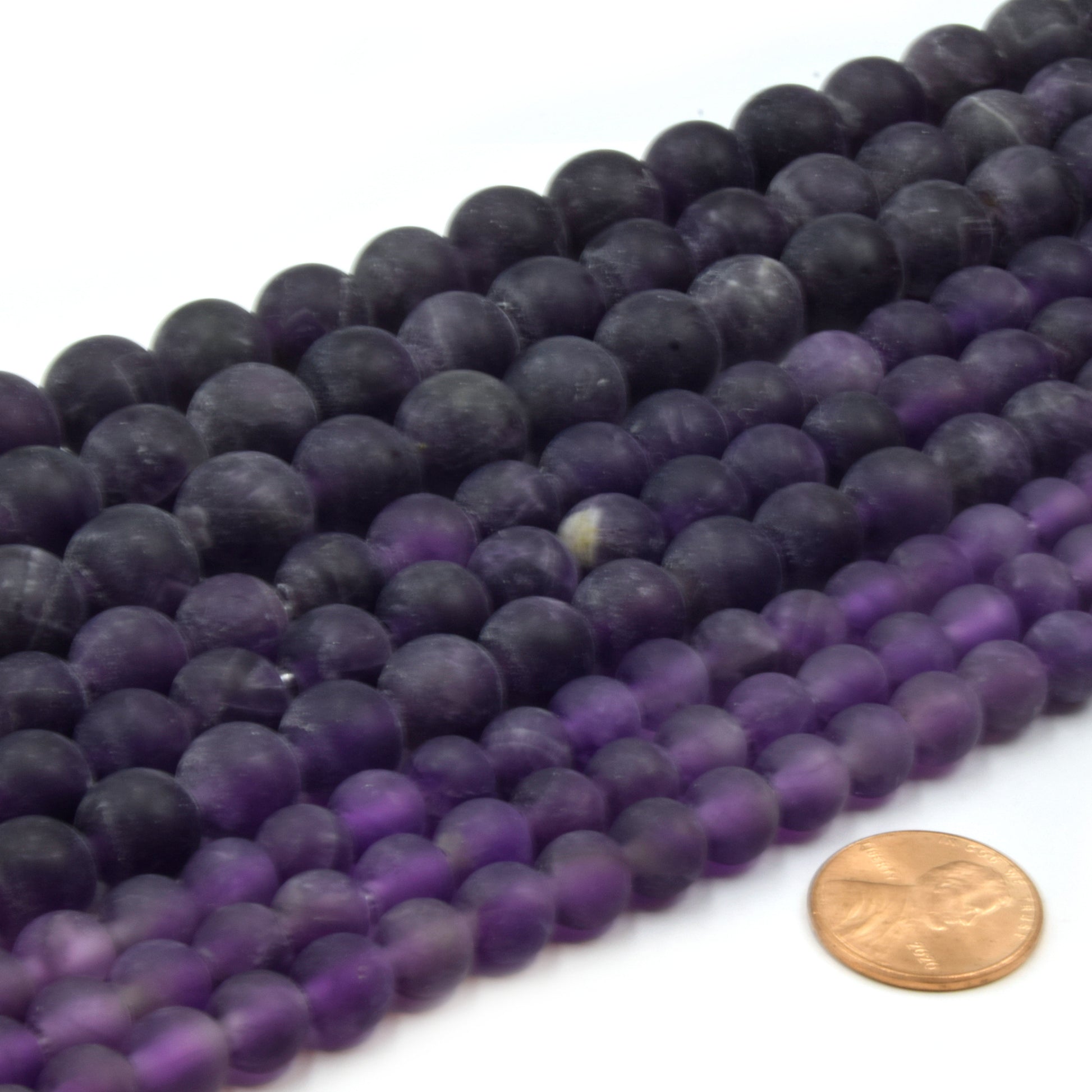 Large Hole Amethyst Beads | Amethyst Matte Round Shaped Beads with 2mm Holes | 7.5" Strand | 8mm 10mm 12mm Available