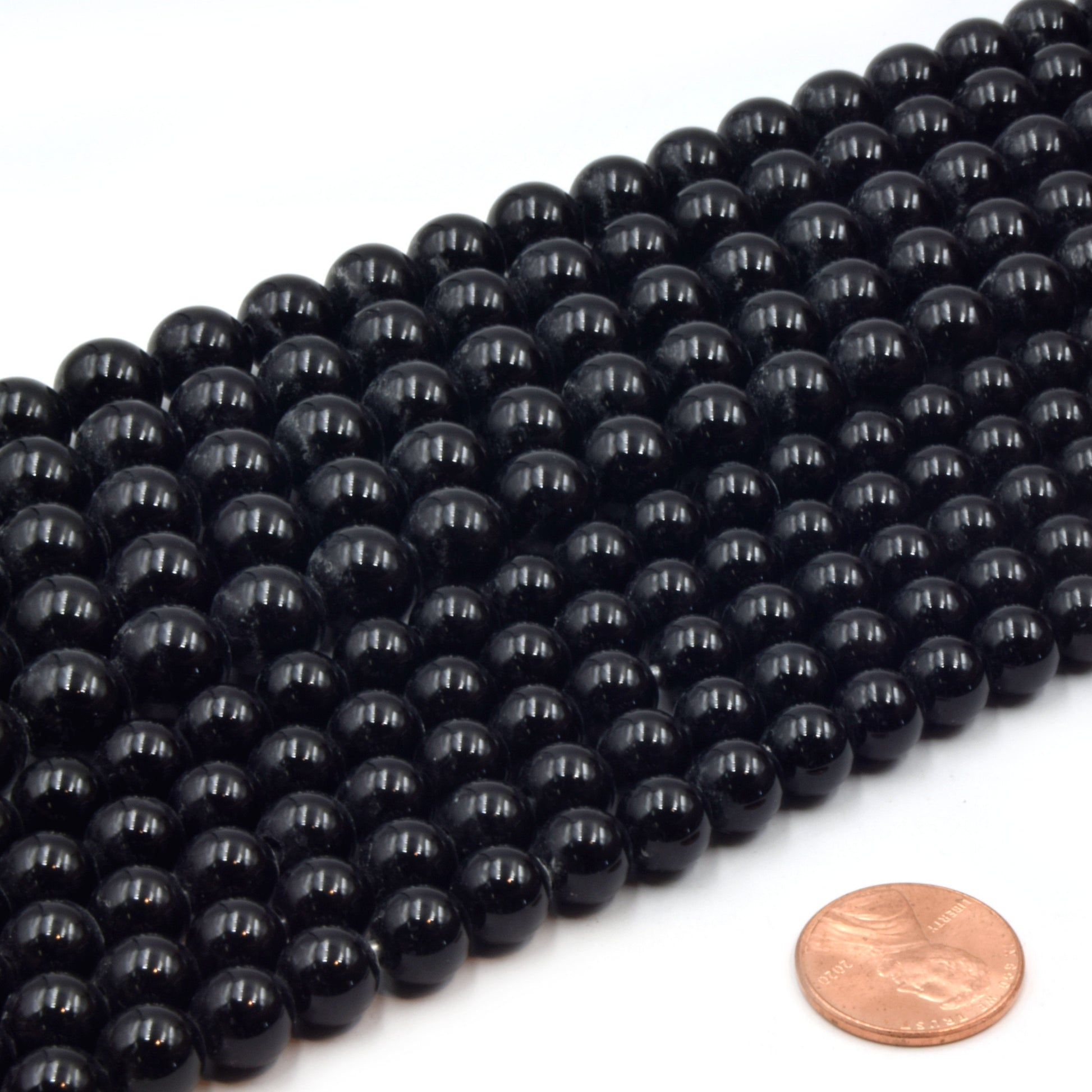Large Hole Black Onyx Beads | Black Onyx Smooth Round Shaped Beads with 2mm Holes | 7.5" Strand | 8mm 10mm Available | Loose Beads
