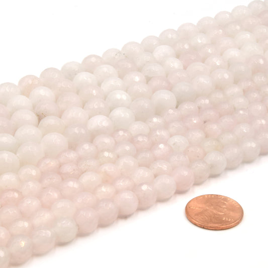 Large Hole Rose Quartz Beads | Light Rose Quartz Faceted Round Beads with 2mm Holes | Loose Beads | 7.5" Strand | 8mm 10mm Available