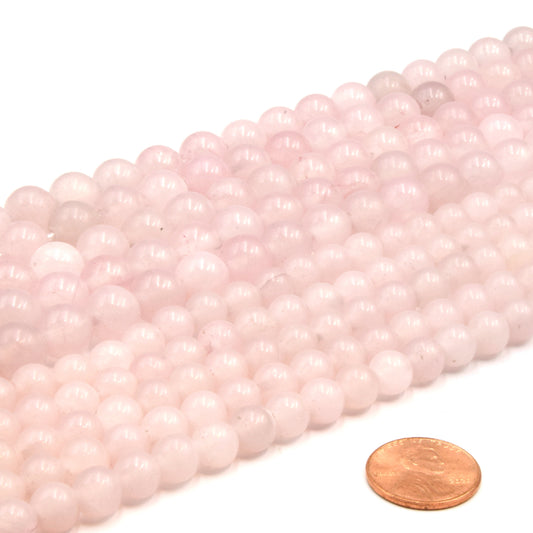 Large Hole Rose Quartz Beads | Smooth Rose Quartz Round Beads with 2mm Holes | Loose Beads | 7.5" Strand | 8mm 10mm Available
