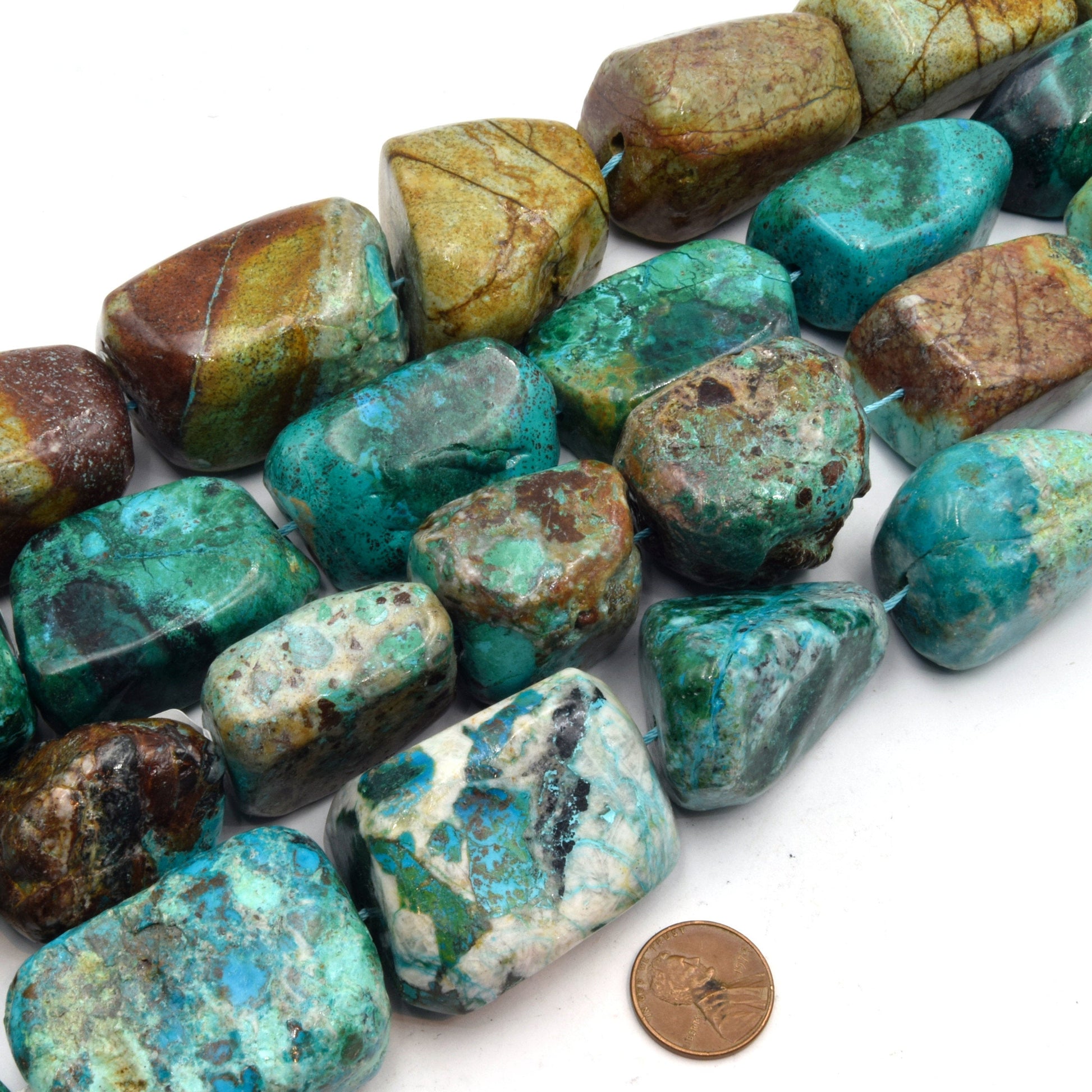 Chrysocolla Nugget Beads  | Smooth Tumble Shaped Beads | High Quality Chrysocolla | Loose Gemstone Beads | Available in Tumble or Rough Cut