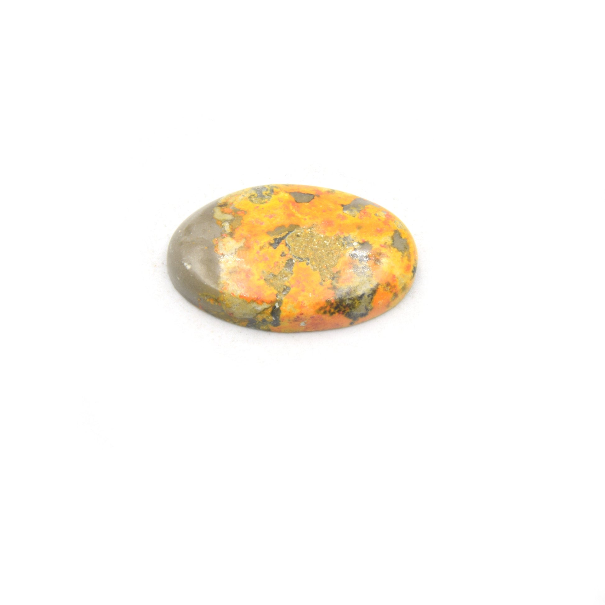 Bumble Bee Jasper Cabochon | Round Shaped Flat Back Cabochon | 20mm x 30mm - 6mm Dome Height | OOAK Natural Gemstone Cabochon