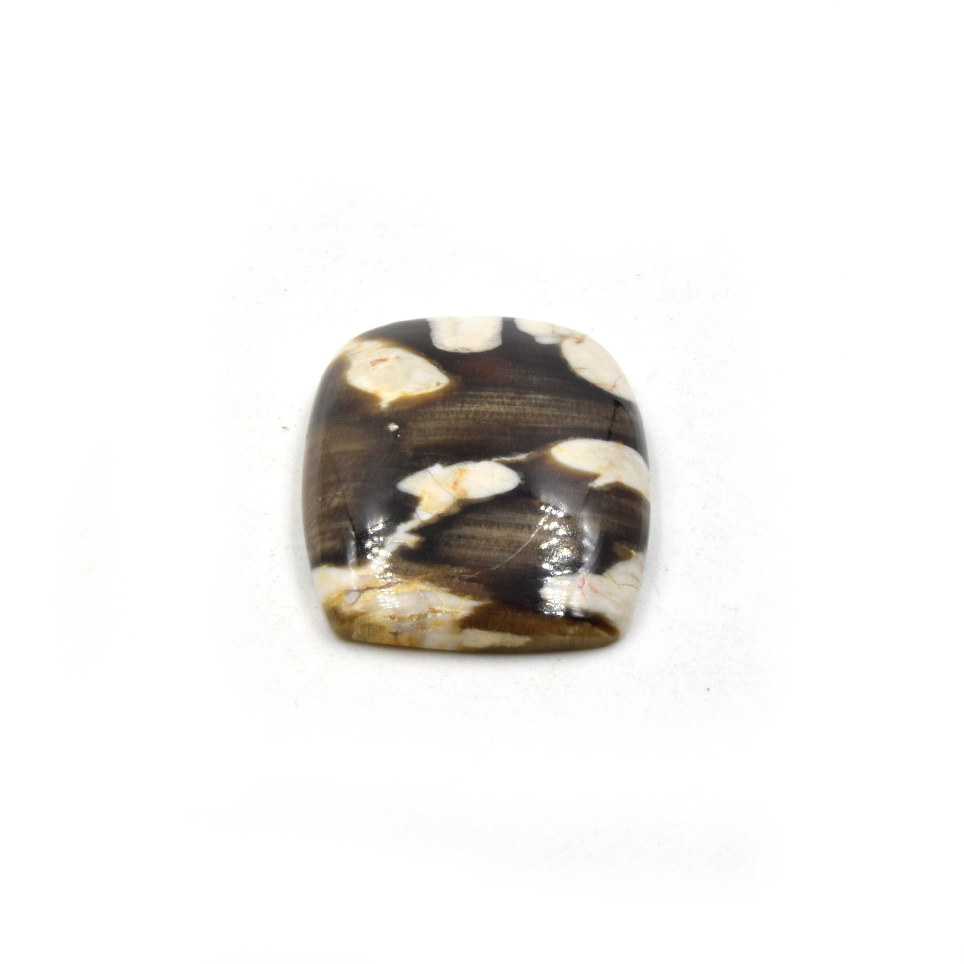 Peanut Wood Jasper Cabochon | Rectangle Shaped Flat Back Cabochon | 24mm x 26mm - 5mm Dome Height | OOAK Natural Gemstone Cabochon