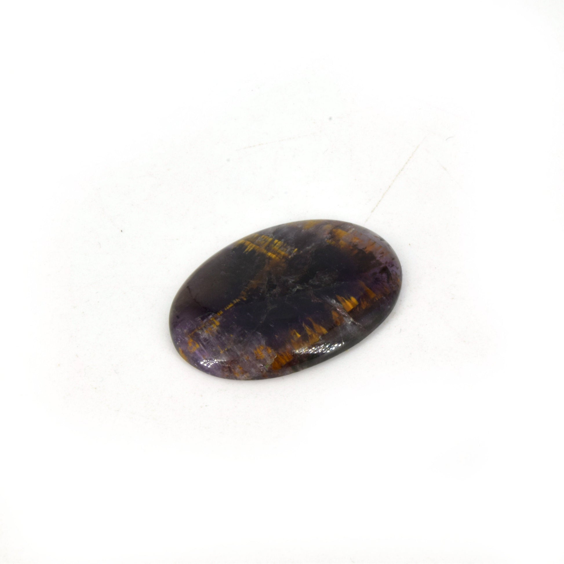 Cacoxenite Cabochon | Round Shaped Flat Back Cabochon | 23mm x 33mm - 5mm Dome Height | OOAK Natural Gemstone Cabochon
