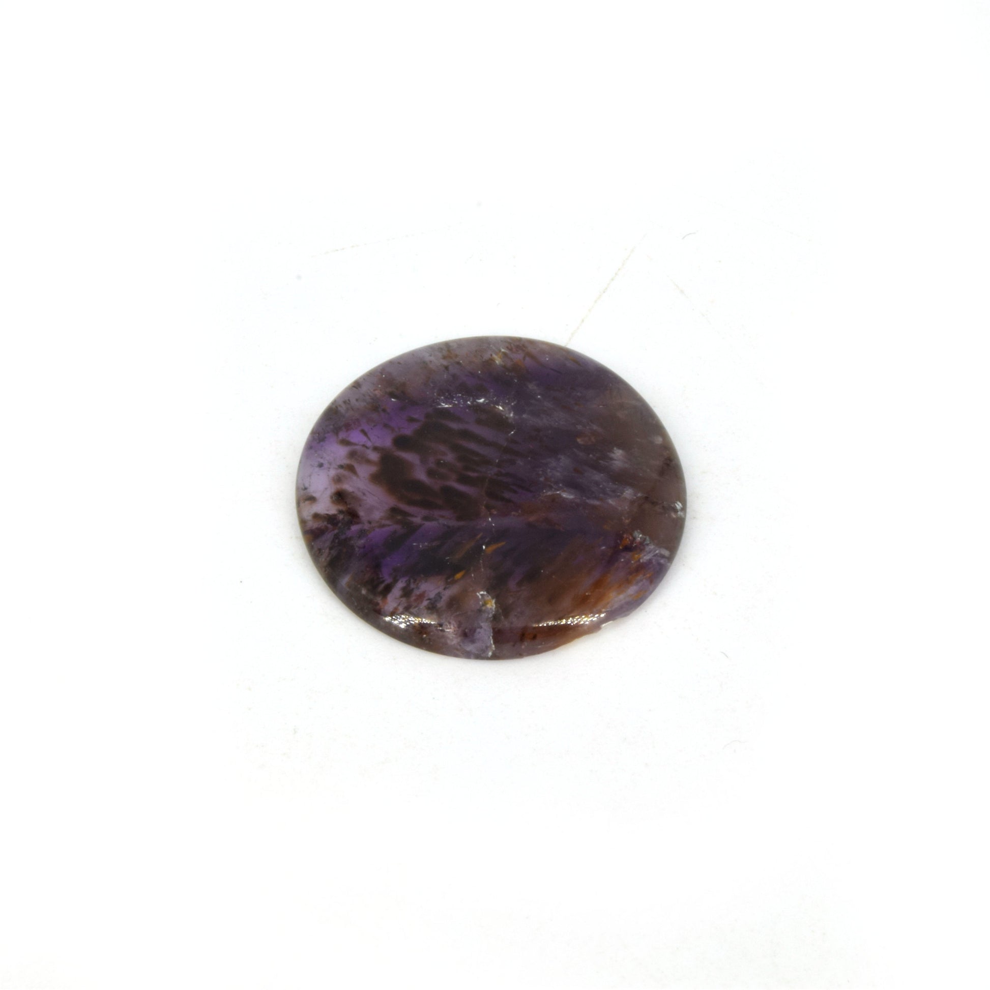 Cacoxenite Cabochon | Round Shaped Flat Back Cabochon | 29mm x 29mm - 4mm Dome Height | OOAK Natural Gemstone Cabochon