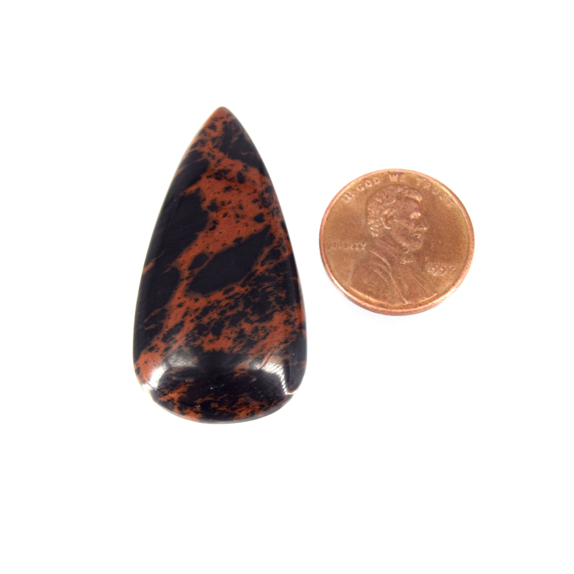 Mahogany Jasper Cabochon | Pear Flat Back Cabochon | 21mm x 41mm - 6mm Dome Height | OOAK Natural Gemstone Cabochon