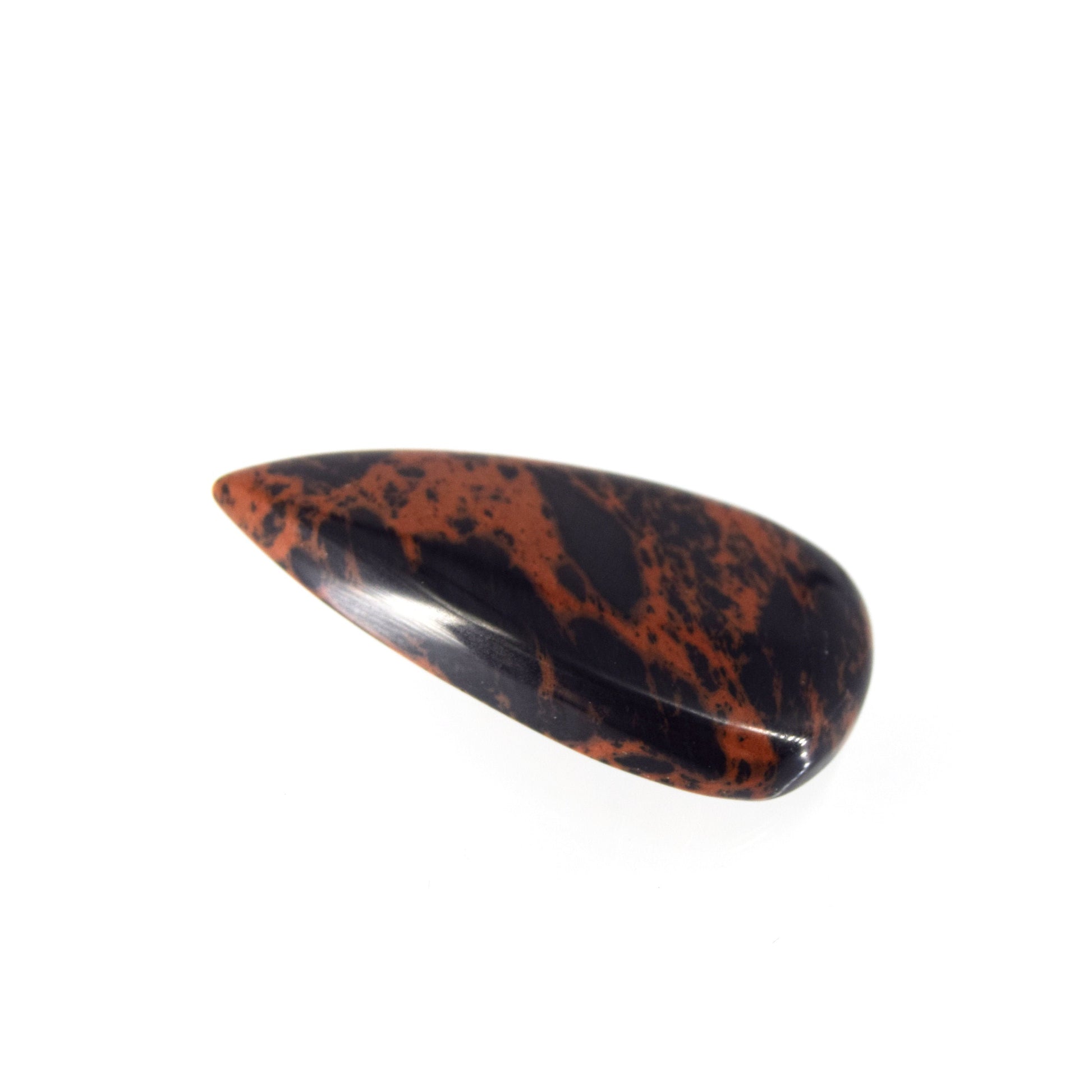 Mahogany Jasper Cabochon | Pear Flat Back Cabochon | 21mm x 41mm - 6mm Dome Height | OOAK Natural Gemstone Cabochon