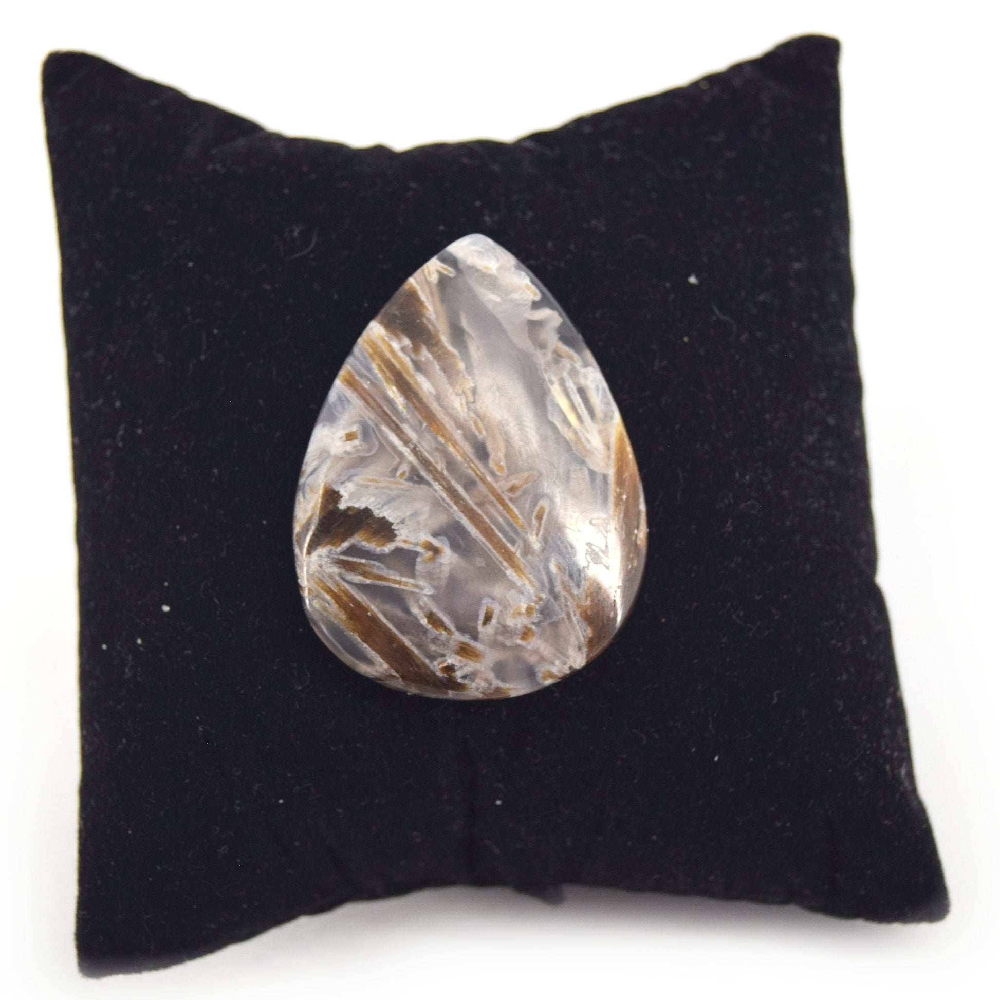 Stick Agate Cabochon | Pear Flat Back Cabochon | 30mm x 40mm - 5mm Dome Height | OOAK Natural Gemstone Cabochon