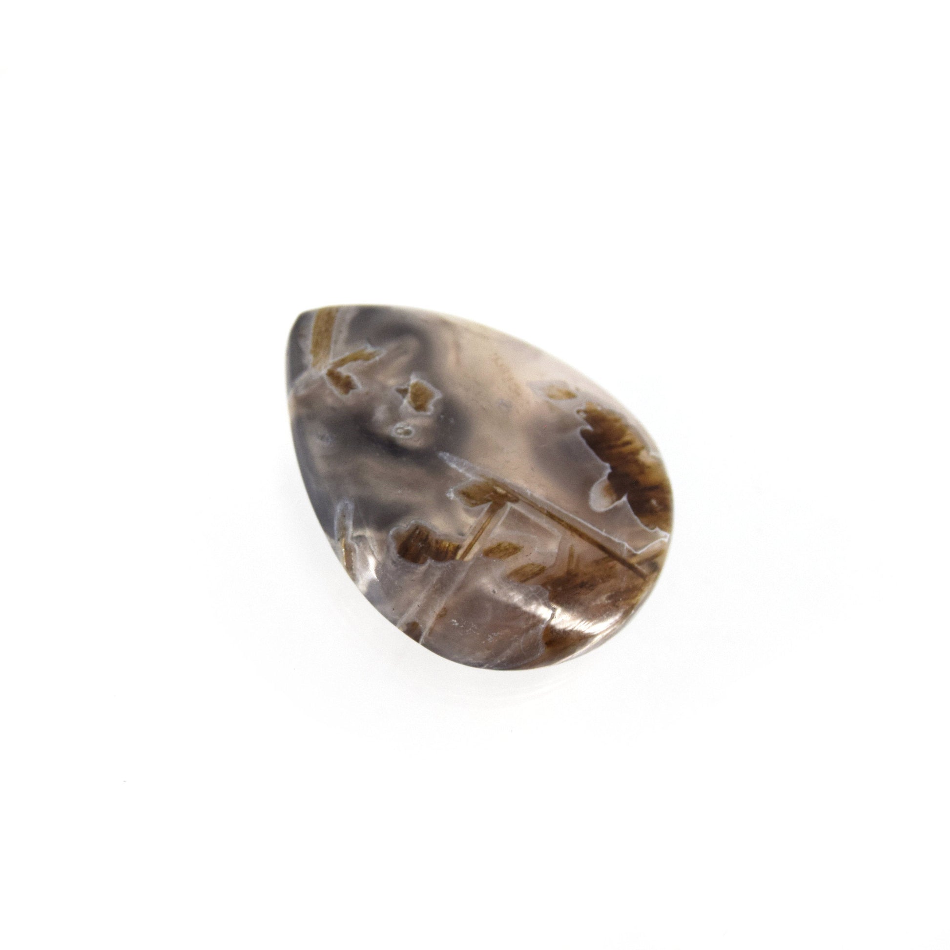 Stick Agate Cabochon | Pear Flat Back Cabochon | 23mm x 30mm - 6mm Dome Height | OOAK Natural Gemstone Cabochon