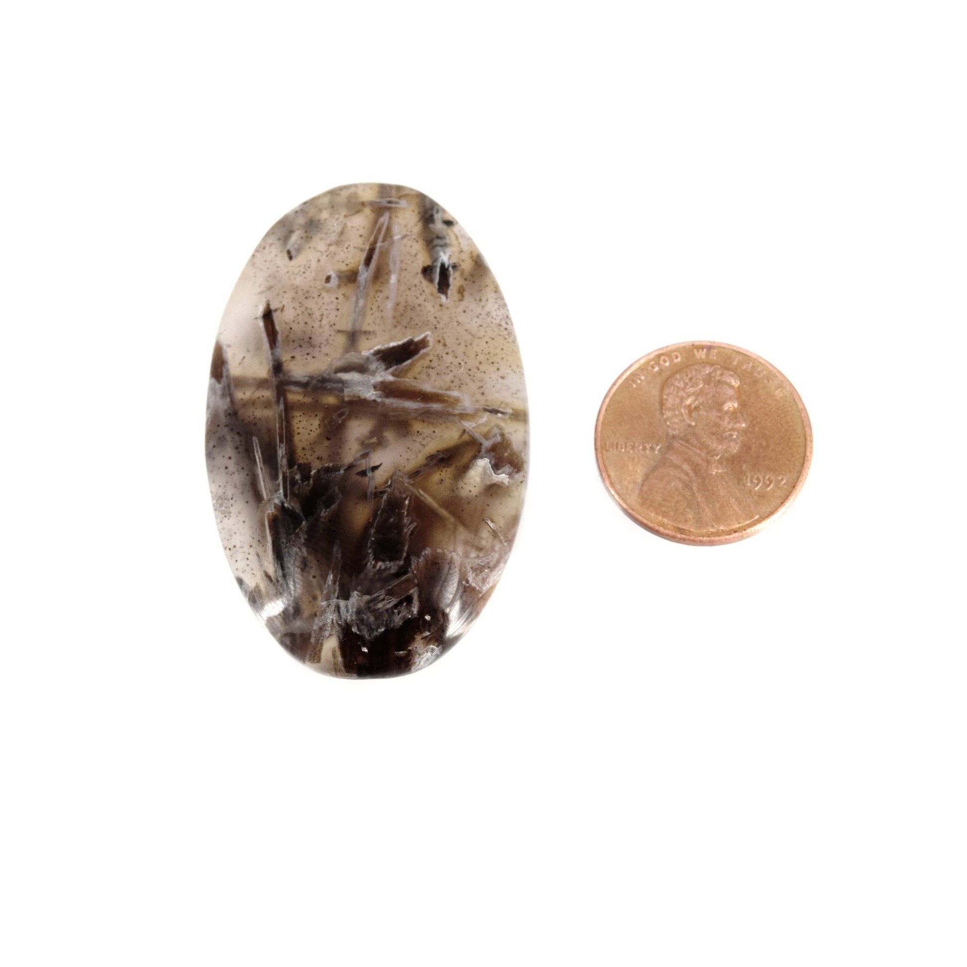 Stick Agate Cabochon | Round Flat Back Cabochon | 28mm x 46mm - 6mm Dome Height | OOAK Natural Gemstone Cabochon