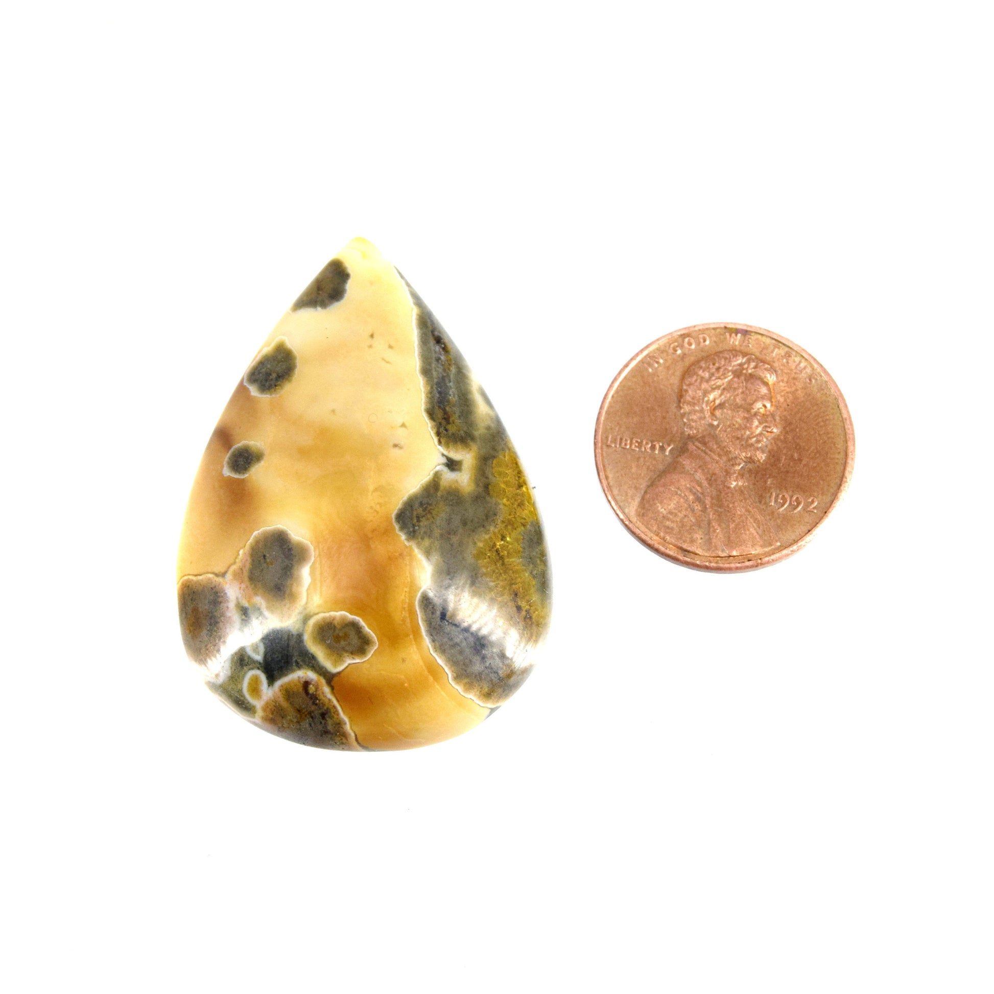 Ocean Jasper Cabochon | Pear Shaped Flat Back Cabochon | 27mm x 38mm - 7mm Dome Height | OOAK Natural Gemstone Cabochon