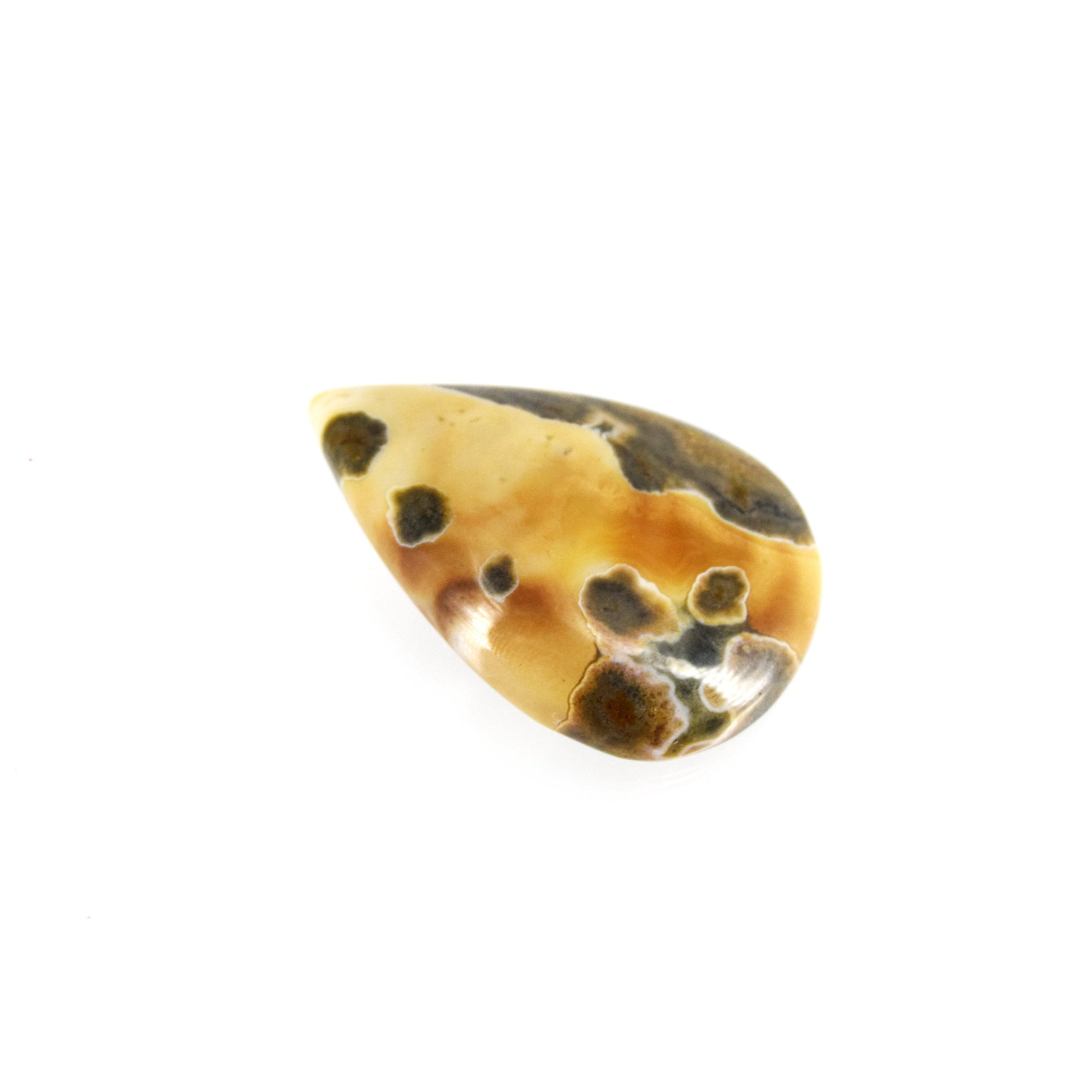 Ocean Jasper Cabochon | Pear Shaped Flat Back Cabochon | 27mm x 38mm - 7mm Dome Height | OOAK Natural Gemstone Cabochon