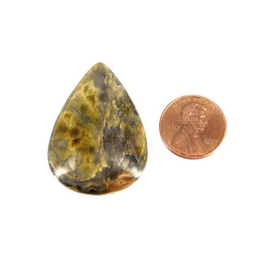 Ocean Jasper Cabochon | Pear Shaped Flat Back Cabochon | 28mm x 39mm - 5mm Dome Height | OOAK Natural Gemstone Cabochon