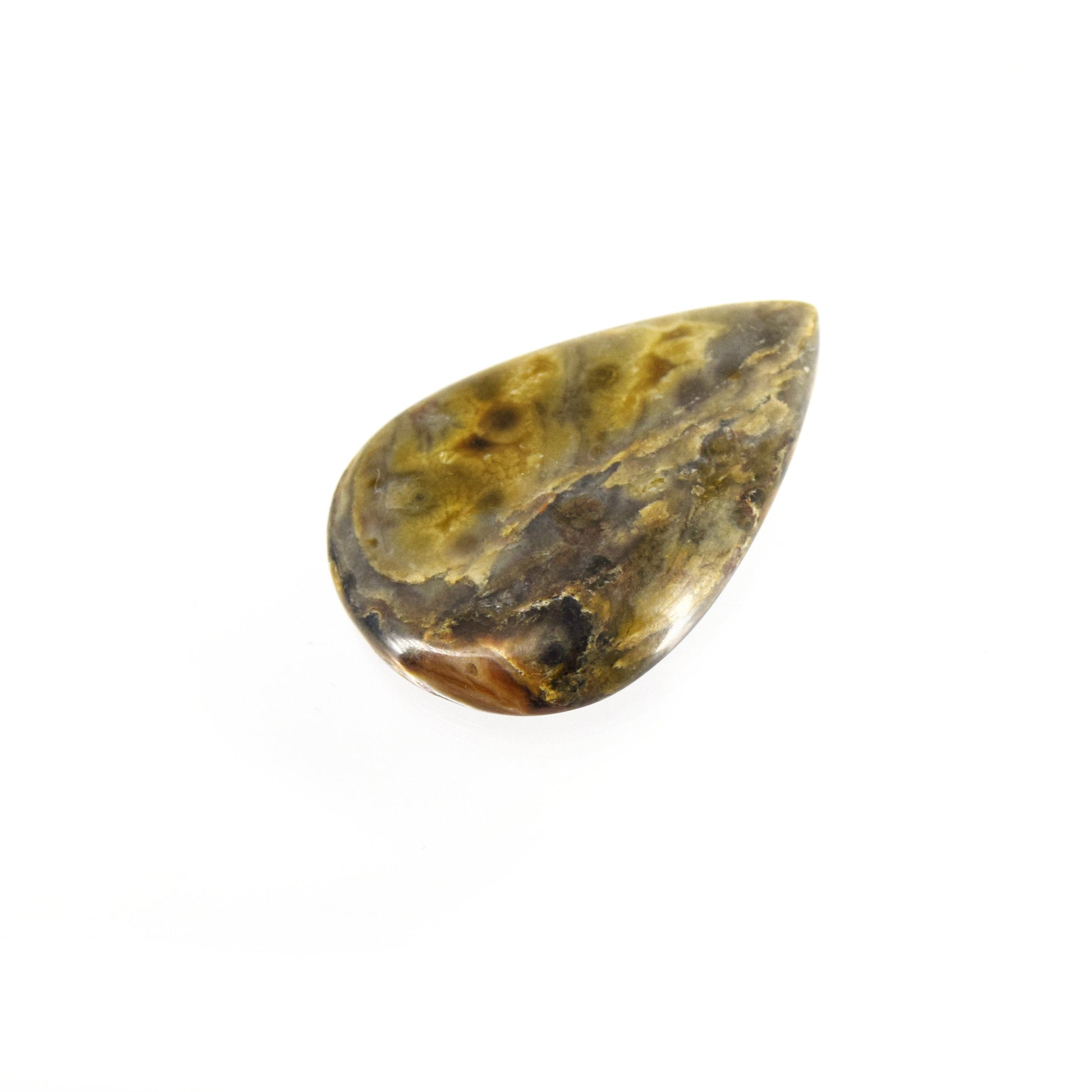 Ocean Jasper Cabochon | Pear Shaped Flat Back Cabochon | 28mm x 39mm - 5mm Dome Height | OOAK Natural Gemstone Cabochon