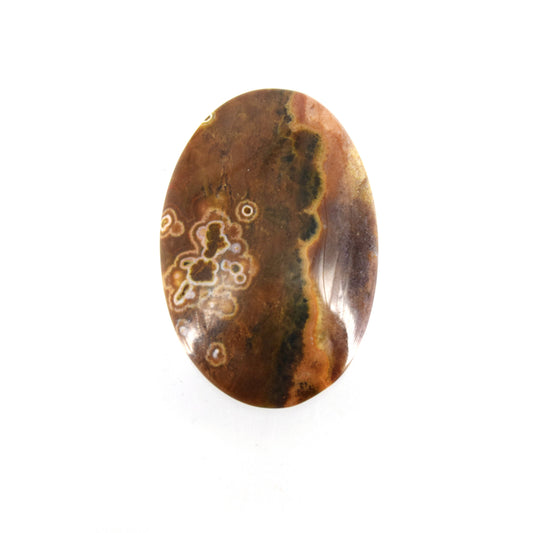 Ocean Jasper Cabochon | Round Flat Back Cabochon | 31mm x 47mm - 5mm Dome Height | OOAK Natural Gemstone Cabochon