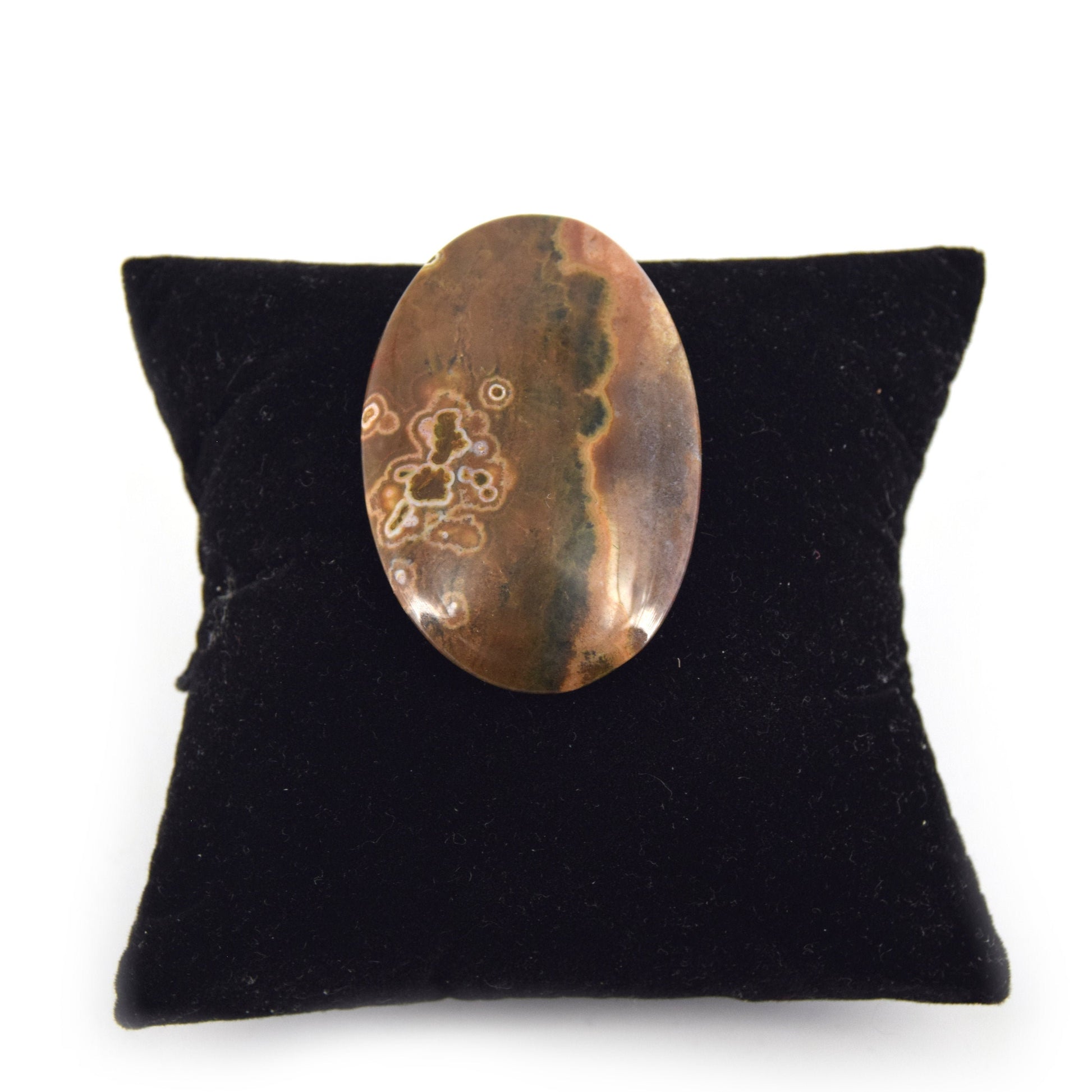 Ocean Jasper Cabochon | Round Flat Back Cabochon | 31mm x 47mm - 5mm Dome Height | OOAK Natural Gemstone Cabochon