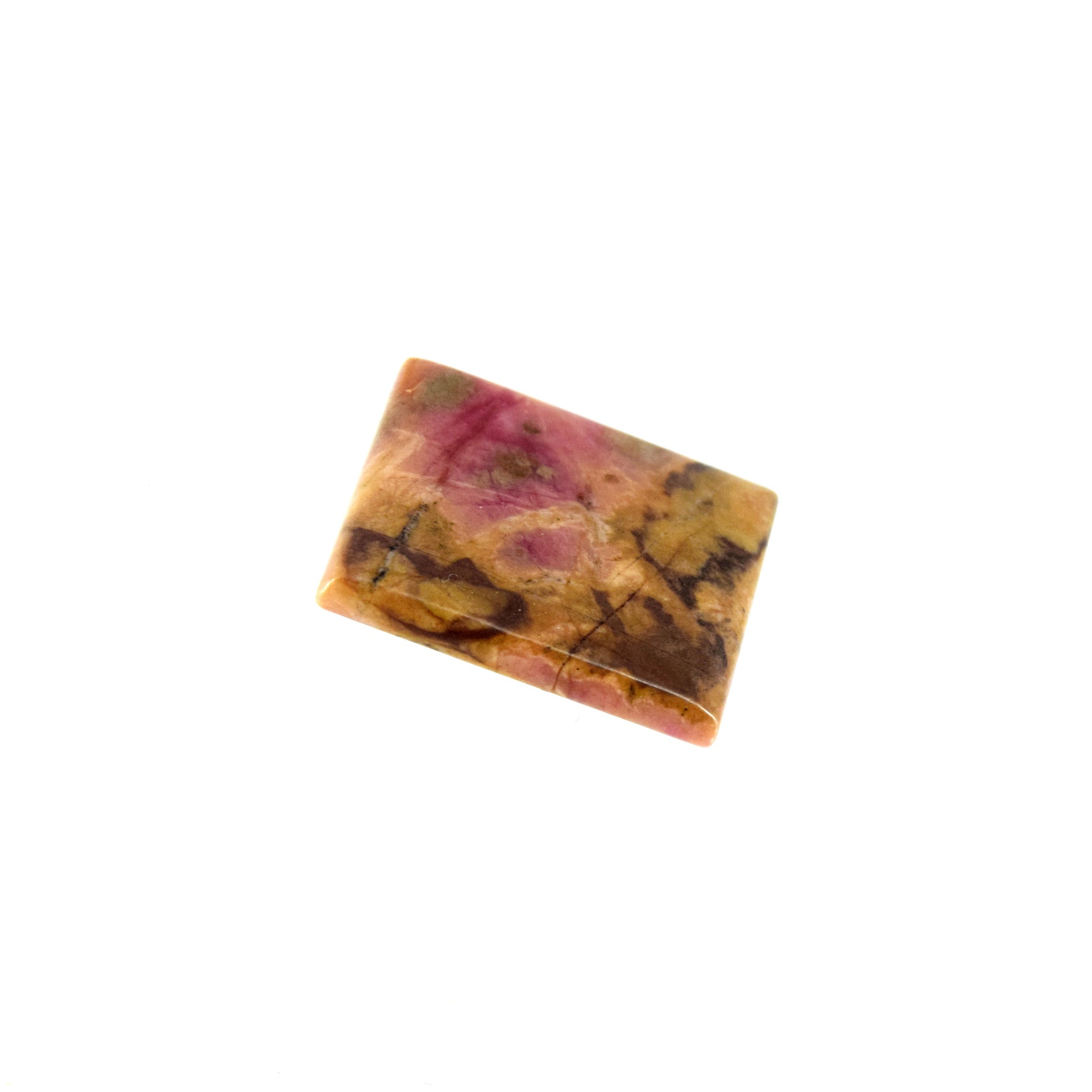 Rhodonite Cabochon | Rectangle Flat Back Cabochon | 23mm x 27mm - 4mm Dome Height | OOAK Natural Gemstone Cabochon