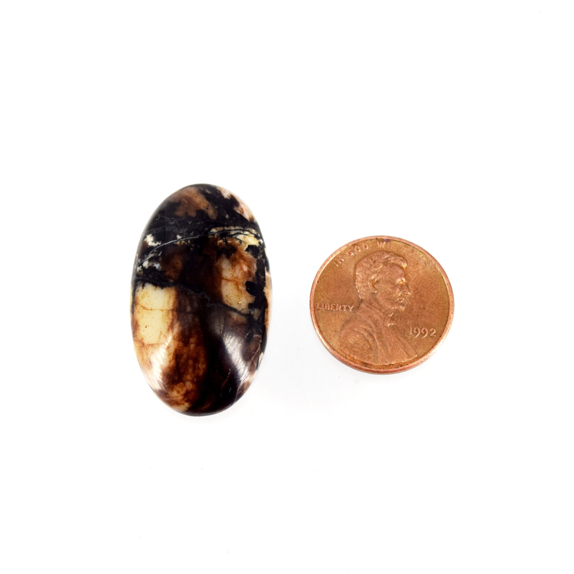 Rhodonite Cabochon | Round Flat Back Cabochon | 19mm x 31mm - 7mm Dome Height | OOAK Natural Gemstone Cabochon