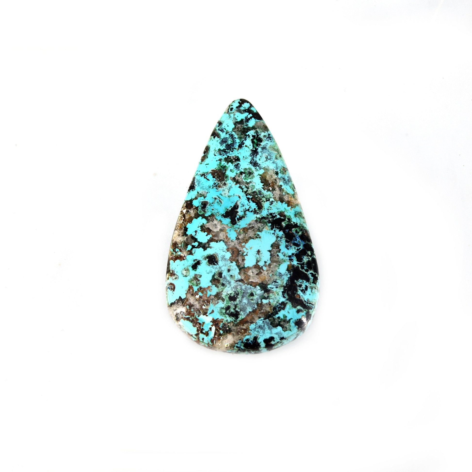 Azurite Cabochon | Pear Shaped Flat Back Cabochon | 29mm x 53mm - 5mm Dome Height | OOAK Natural Gemstone Cabochon | Loose Gemstone