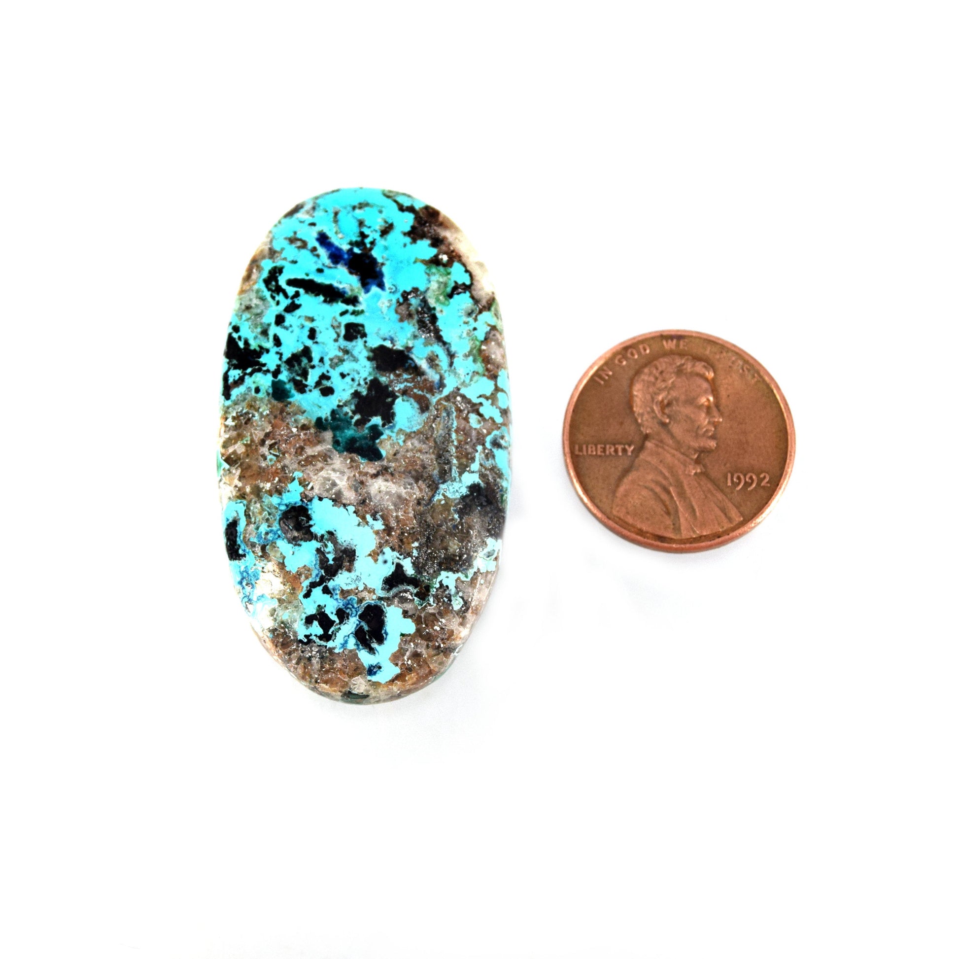 Azurite Cabochon | Round Flat Back Cabochon | 24mm x 44mm - 6mm Dome Height | OOAK Natural Gemstone Cabochon | Loose Gemstone