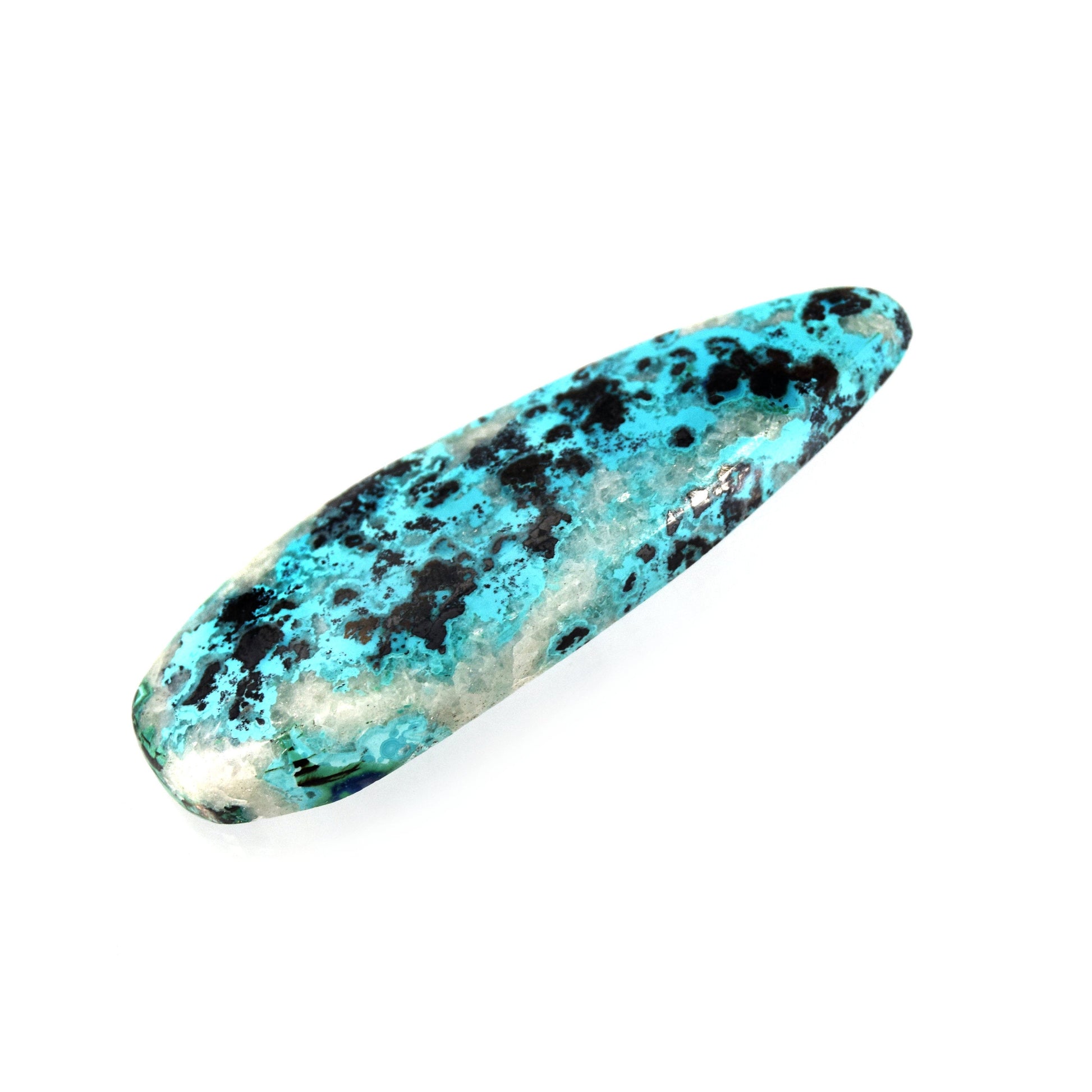 Azurite Cabochon | Pear Shaped Flat Back Cabochon | 19mm x 53mm - 6mm Dome Height | OOAK Natural Gemstone Cabochon | Loose Gemstone
