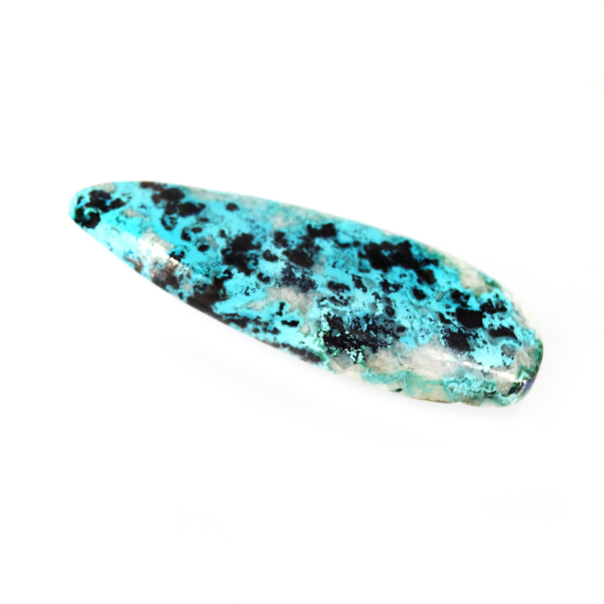 Azurite Cabochon | Pear Shaped Flat Back Cabochon | 19mm x 53mm - 6mm Dome Height | OOAK Natural Gemstone Cabochon | Loose Gemstone