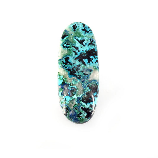 Azurite Cabochon | Round Flat Back Cabochon | 22mm x 55mm - 6mm Dome Height | OOAK Natural Gemstone Cabochon | Loose Gemstone