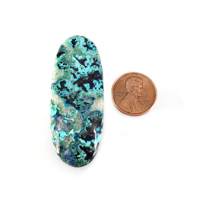 Azurite Cabochon | Round Flat Back Cabochon | 22mm x 55mm - 6mm Dome Height | OOAK Natural Gemstone Cabochon | Loose Gemstone