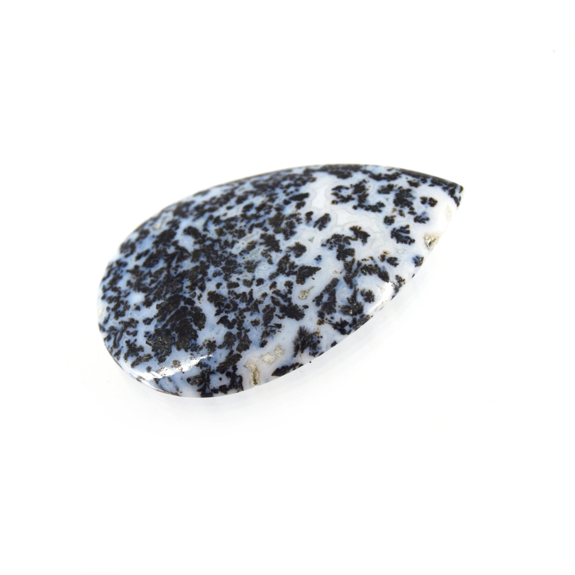 Dendritic Pyrite Cabochon | Pear Shaped Flat Back Cabochon | 30mm x 45mm - 5mm Dome Height | OOAK Natural Gemstone Cabochon | Loose Gemstone