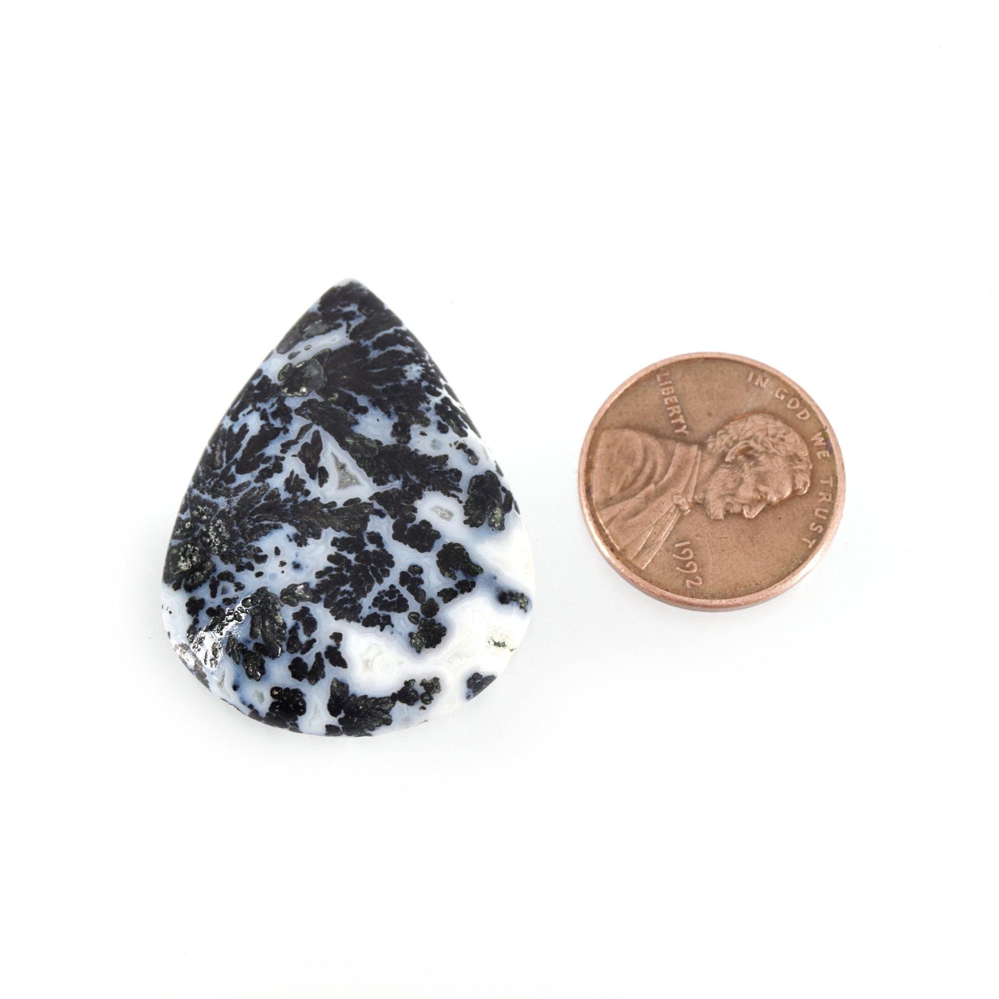 Dendritic Pyrite Cabochon | Pear Shaped Flat Back Cabochon | 26mm x 34mm - 5mm Dome Height | OOAK Natural Gemstone Cabochon | Loose Gemstone