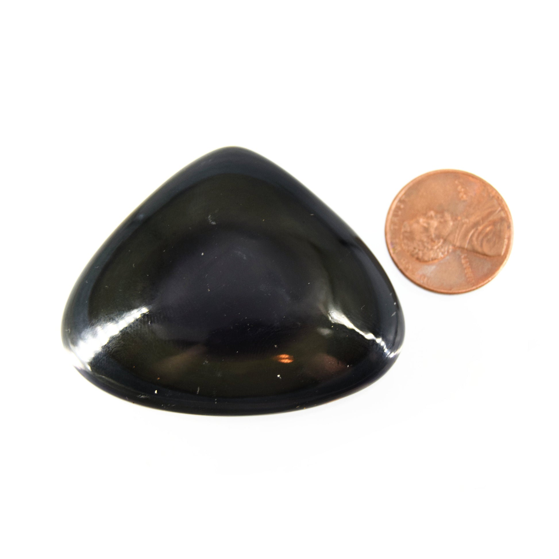 Black Obsidian Cabochon | Trillion Flat Back Cabochon | 41mm x 50mm - 10mm Dome Height | OOAK Natural Gemstone Cabochon