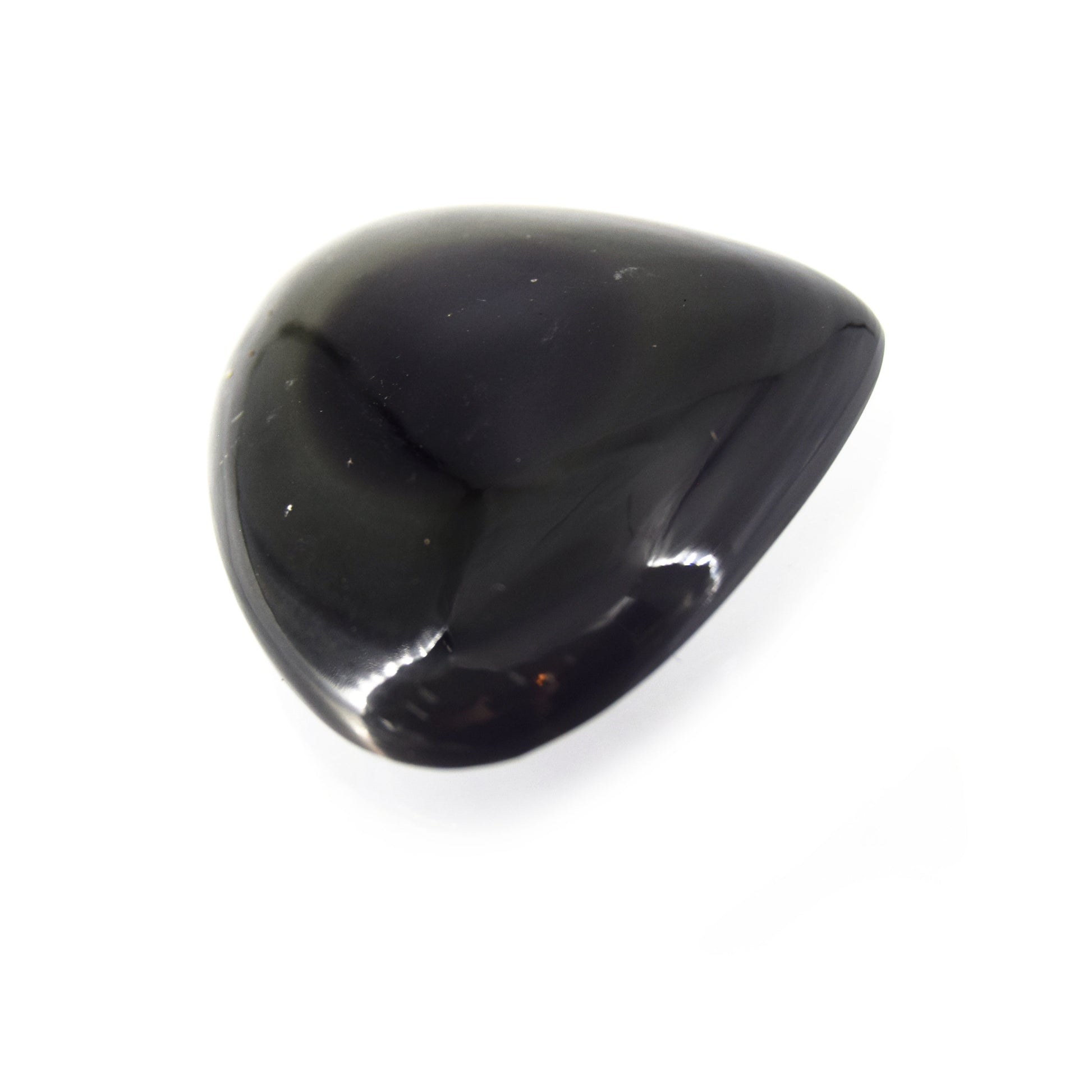 Black Obsidian Cabochon | Trillion Flat Back Cabochon | 41mm x 50mm - 10mm Dome Height | OOAK Natural Gemstone Cabochon
