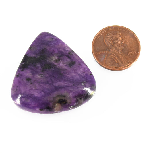Charoite Cabochon | Teardrop Flat Back Cabochon | 33mm x 32mm - 6mm Dome Height | OOAK Natural Gemstone Cabochon