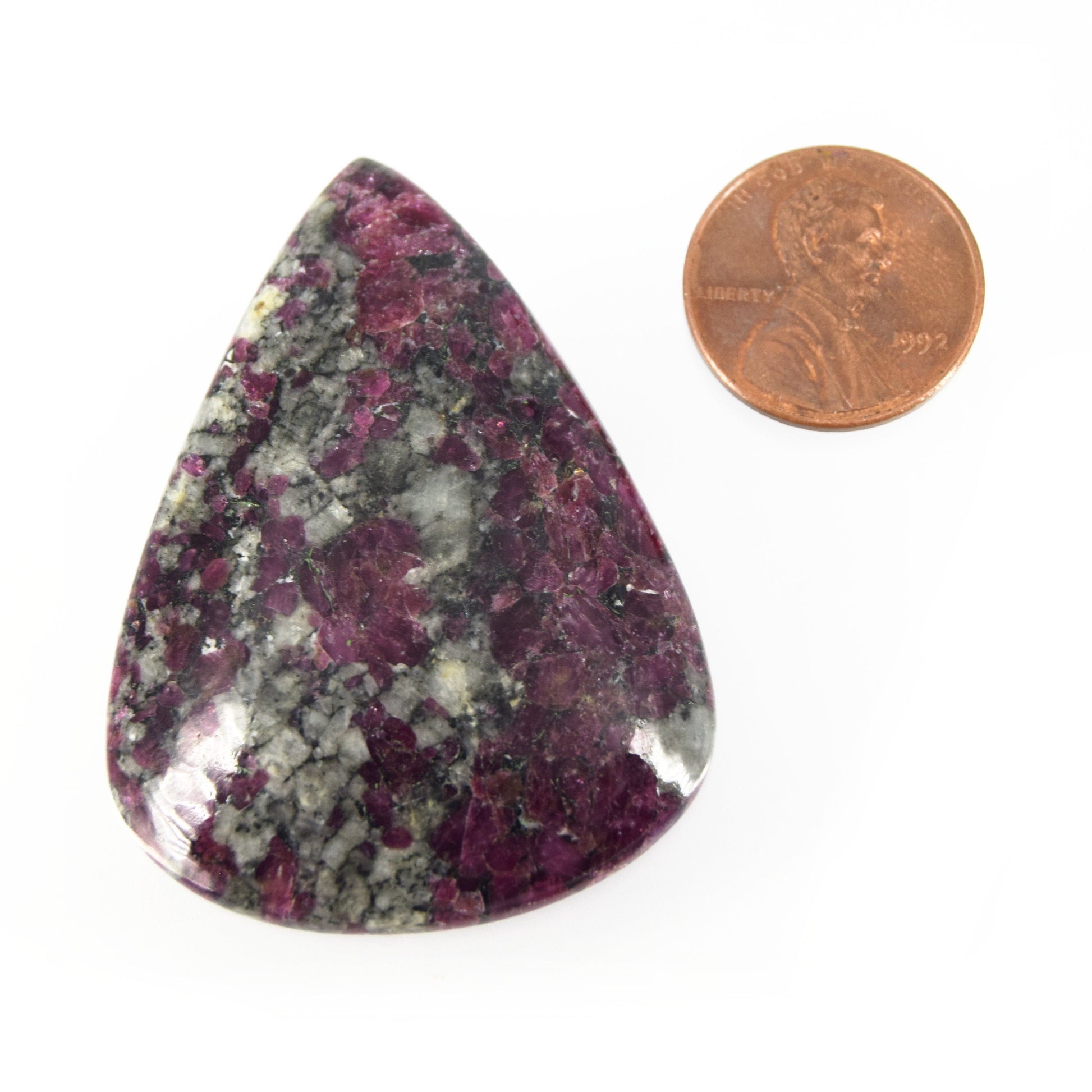 Eudialyte Cabochon | Teardrop Flat Back Cabochon |  37mm x 50mm - 6mm Dome Height | OOAK Natural Gemstone Cabochon