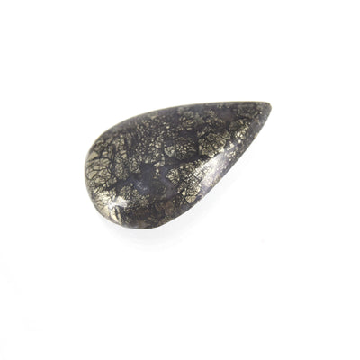 Marcasite Cabochon | Teardrop Flat Back Cabochon | 23mm x 35mm - 6.5mm Dome Height | OOAK Natural Gemstone Cabochon