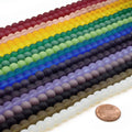 Indian Glass Beads | 8mm Matte Round Shaped Indian Beach Glass Beads | Red Yellow Orange Purple Blue Green Black White Available