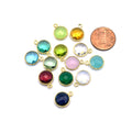 Round Charms | Circle Charms | 10mm Gold Plated Hydro Quartz Bezels | Birthstone Charms | Bezel Pendant | Earring Components