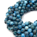 Large Hole Apatite Beads | Apatite Smooth Round Shaped Beads with 2mm Holes | 7.5&quot; Strand | 8mm 10mm Available | Loose Beads
