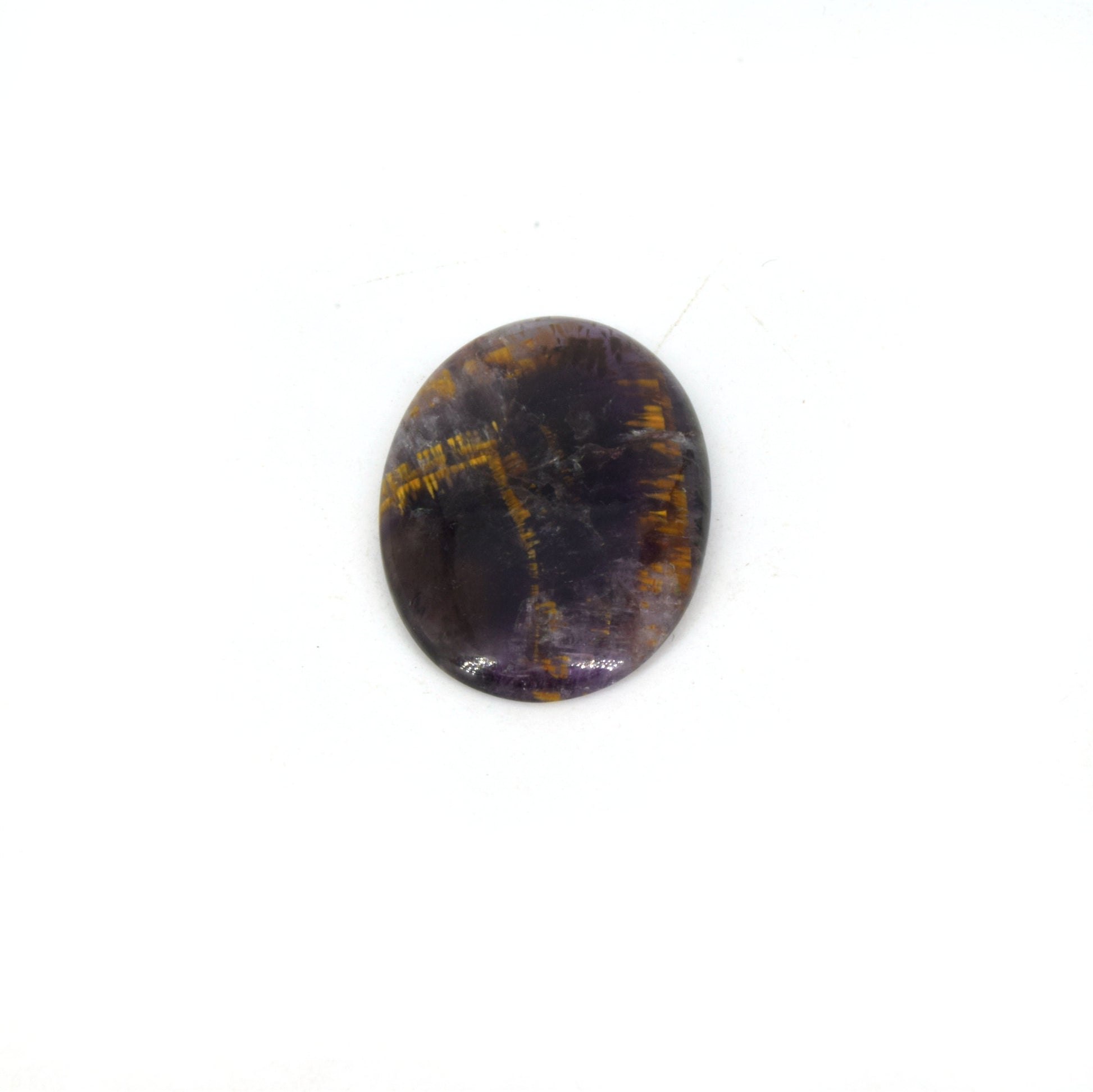 Cacoxenite Cabochon | Round Shaped Flat Back Cabochon | 23mm x 33mm - 5mm Dome Height | OOAK Natural Gemstone Cabochon
