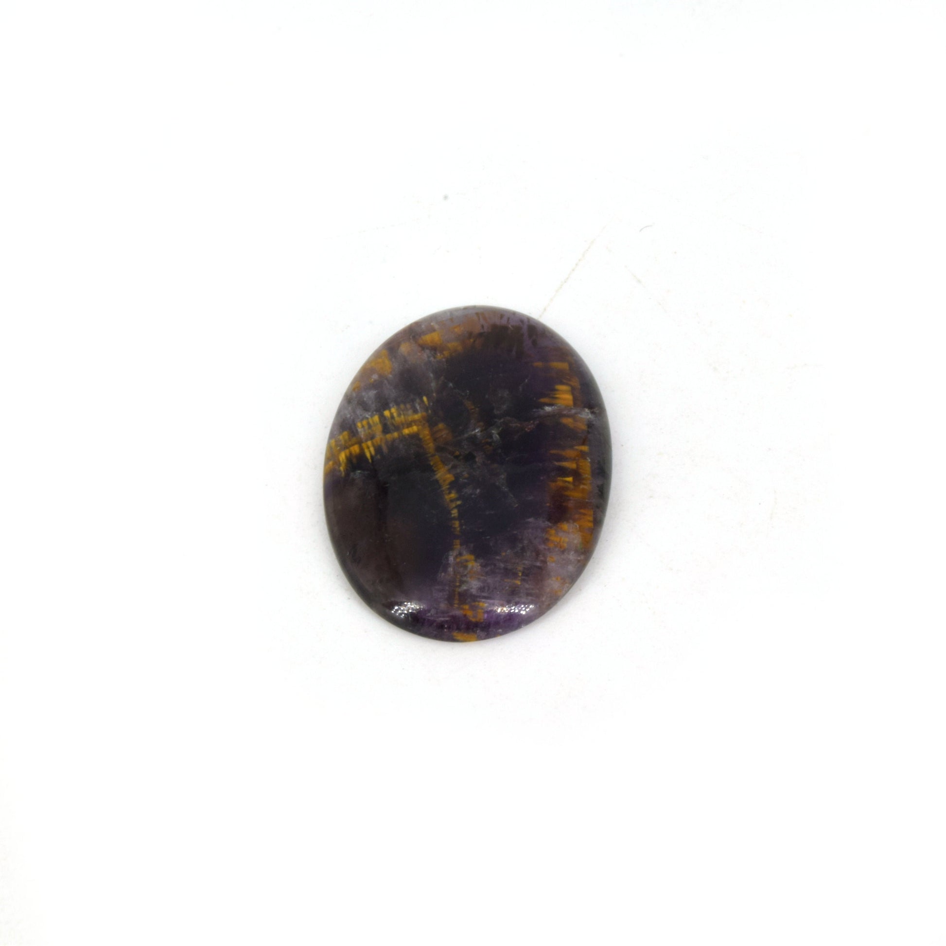 Cacoxenite Cabochon | Round Shaped Flat Back Cabochon | 23mm x 33mm - 5mm Dome Height | OOAK Natural Gemstone Cabochon