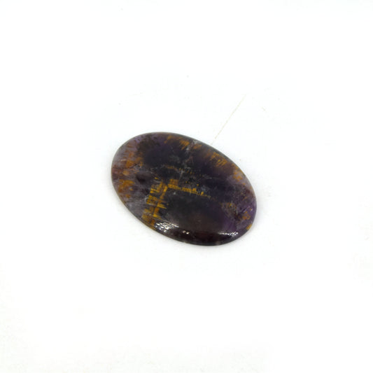 Cacoxenite Cabochon | Pear Shaped Flat Back Cabochon | 29mm x 44mm - 6mm Dome Height | OOAK Natural Gemstone Cabochon