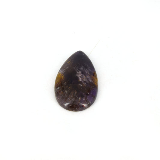 Cacoxenite Cabochon | Pear Shaped Flat Back Cabochon | 20mm x 35mm - 5mm Dome Height | OOAK Natural Gemstone Cabochon
